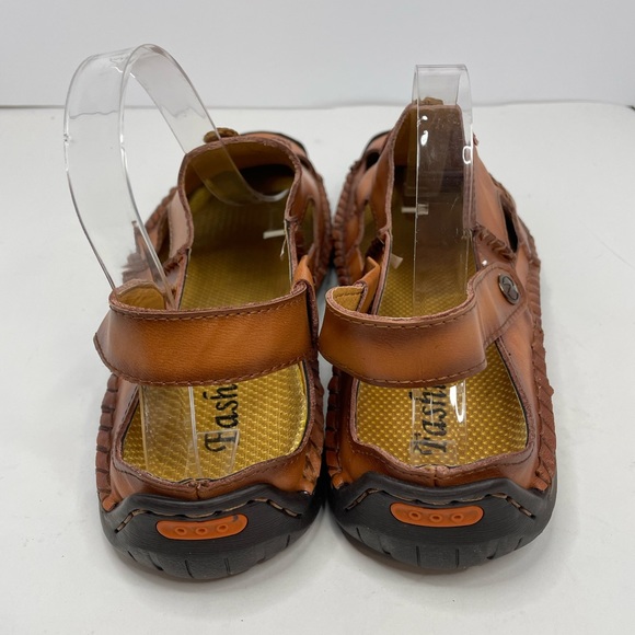 New Men’s Light Brown Leather Closed Toe Slip On Sandals Size 46 EU - Picture 4 of 11